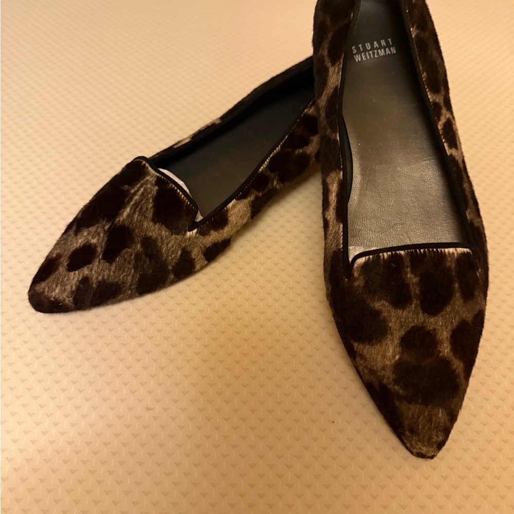 Stuart Weitzman Brand New Size 9 1/2 Brown & Black Pony Hair Pointed Toe Flats.
